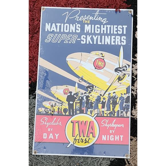 Ande Rooney TWA First Super - Skyliners metal Sign  9"x14".  BRAND NEW - Picture 1 of 2